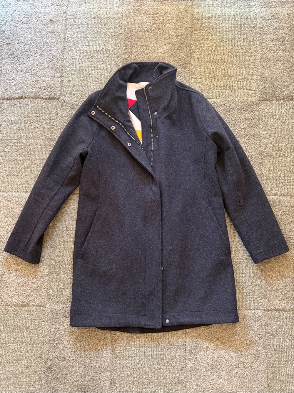 Pendleton Grey Wool Peacoat with Stand Collar